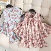 Bluza casual dama cu maneci lotus in doua culori cu model floral