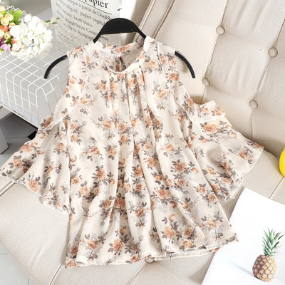 Bluza casual dama cu maneci lotus in doua culori cu model floral