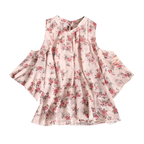 Bluza casual dama cu maneci lotus in doua culori cu model floral