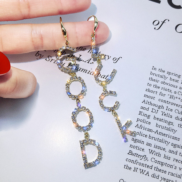 Cercei moderni de dama - in doua culori cu pietre