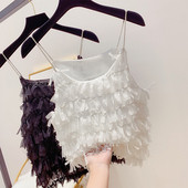 Maieu de damă decorat cu pietre în alb și negru