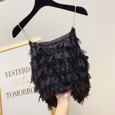 Maieu de damă decorat cu pietre în alb și negru