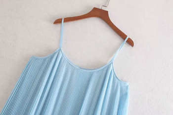 Rochie de dama plisata cu bretele subtiri in mai multe culori