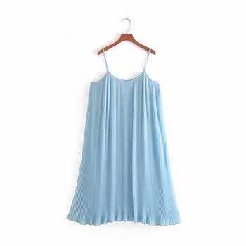 Rochie de dama plisata cu bretele subtiri in mai multe culori