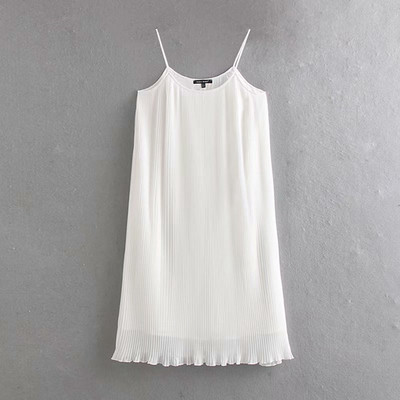 Rochie de dama plisata cu bretele subtiri in mai multe culori