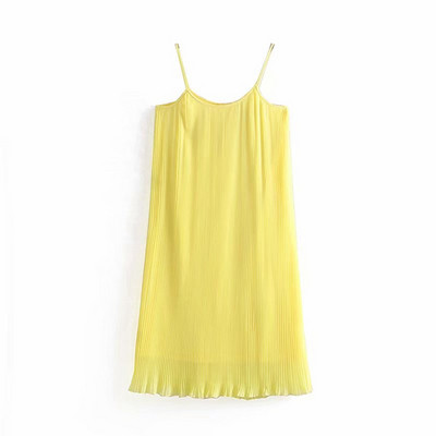 Rochie de dama plisata cu bretele subtiri in mai multe culori