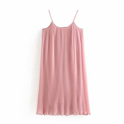 Rochie de dama plisata cu bretele subtiri in mai multe culori