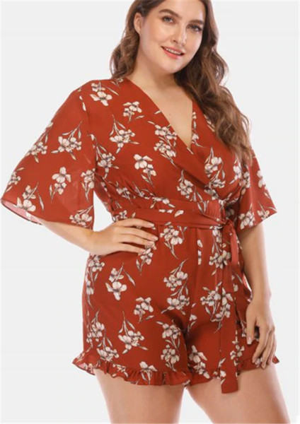 Salopeta scurta de vara de dama cu motive florale si marimi pana la 4XL