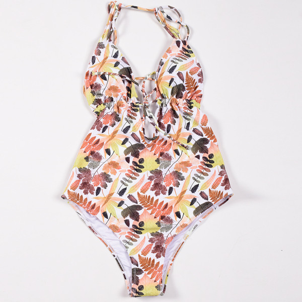 Costum de baie colorat cu spatele gol