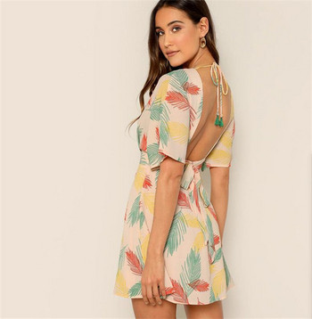 Rochie de vara de dama cu decolteu in V si spate gol