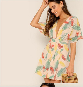 Rochie de vara de dama cu decolteu in V si spate gol