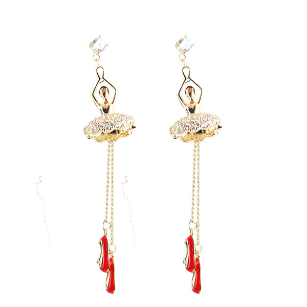 Cercei lungi de dama cu pietre - de culoare argintiu si auriu