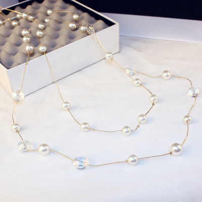 Colier de dama modern in doua culori cu perle