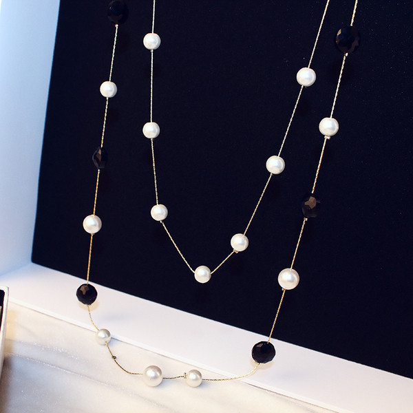 Colier de dama modern in doua culori cu perle