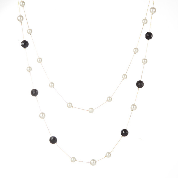 Colier de dama modern in doua culori cu perle