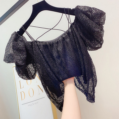 Модерна дамска дантелена блуза в няколко цвята