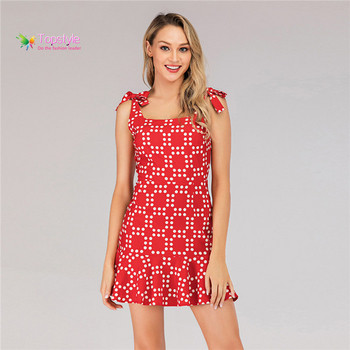 Rochie casual de dama cu cravate in rosu