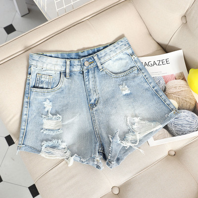 Pantaloni scurți din denim de damă în negru și albastru