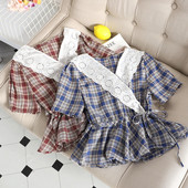 Cămașă damă în carouri cu dantelă în două culori