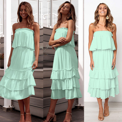 Rochie moderna de dama cu umerii goi in trei culori