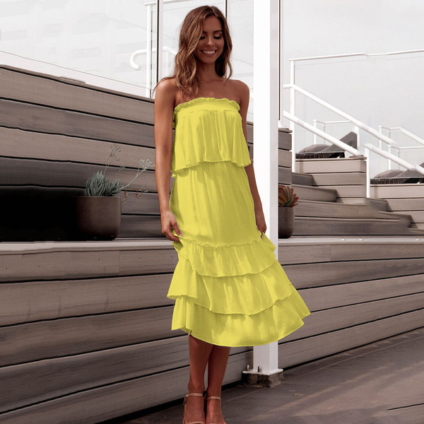 Rochie moderna de dama cu umerii goi in trei culori