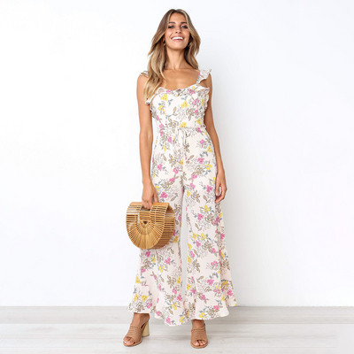 Μακρύ γυναικεία ολόσωμη φόρμα με floral μοτίβο σε τρία χρώματα