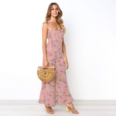Μακρύ γυναικεία ολόσωμη φόρμα με floral μοτίβο σε τρία χρώματα