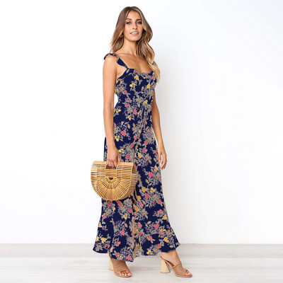 Μακρύ γυναικεία ολόσωμη φόρμα με floral μοτίβο σε τρία χρώματα