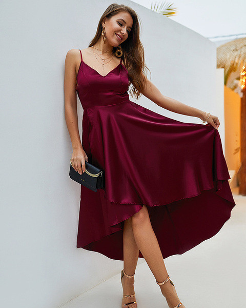 Rochie de dama eleganta cu bretele subtiri in doua culori