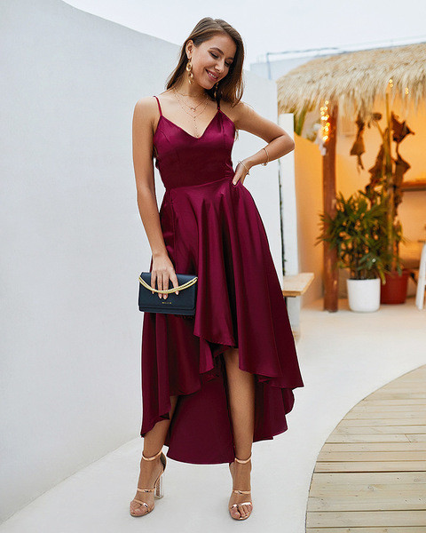 Rochie de dama eleganta cu bretele subtiri in doua culori