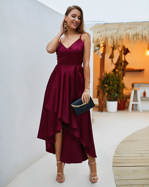 Rochie de dama eleganta cu bretele subtiri in doua culori