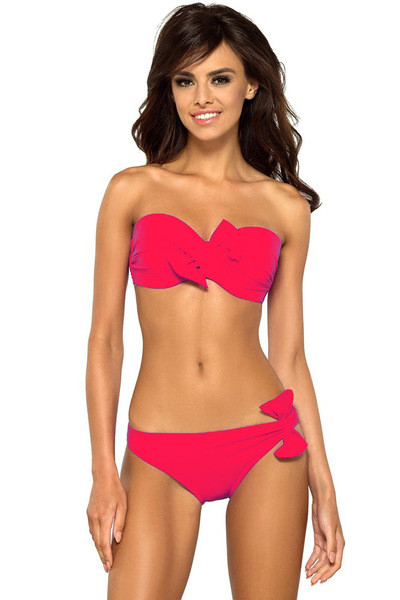 Costum de baie modern din două piese cu panglici în mai multe culori