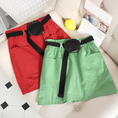 Fusta scurta dama casual cu centura si buzunare in mai multe culori