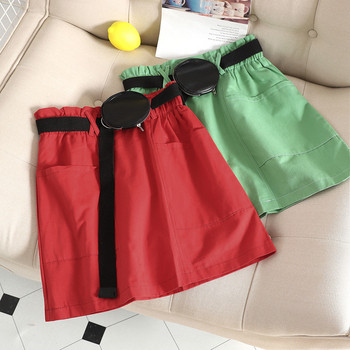 Fusta scurta dama casual cu centura si buzunare in mai multe culori