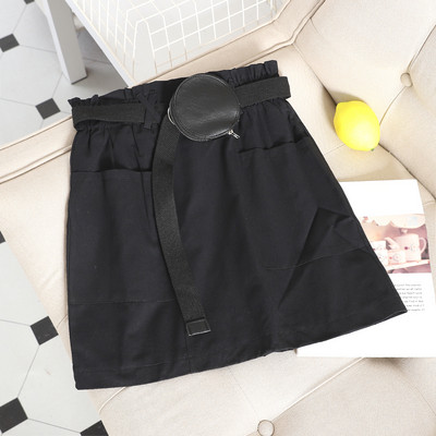 Fusta scurta dama casual cu centura si buzunare in mai multe culori