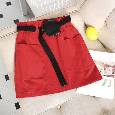 Fusta scurta dama casual cu centura si buzunare in mai multe culori