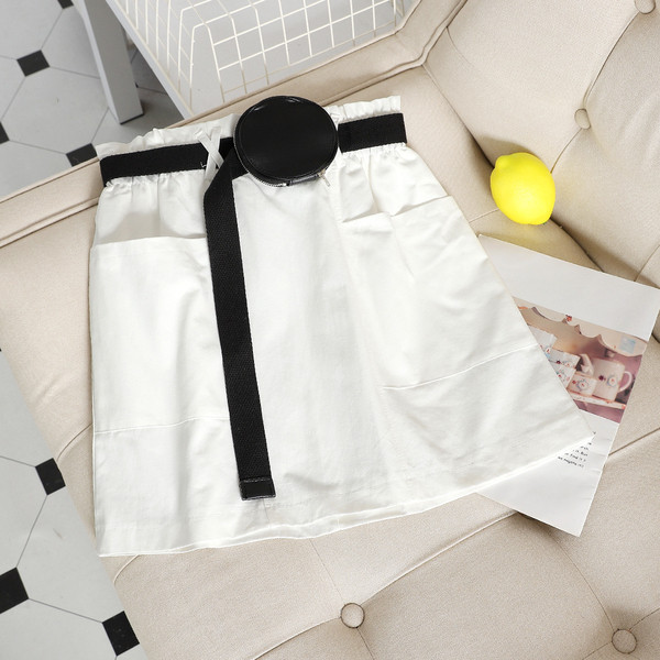 Fusta scurta dama casual cu centura si buzunare in mai multe culori