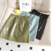 Fusta de dama actuala din piele ecologica cu fermoar in mai multe culori