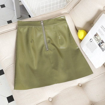 Fusta de dama actuala din piele ecologica cu fermoar in mai multe culori