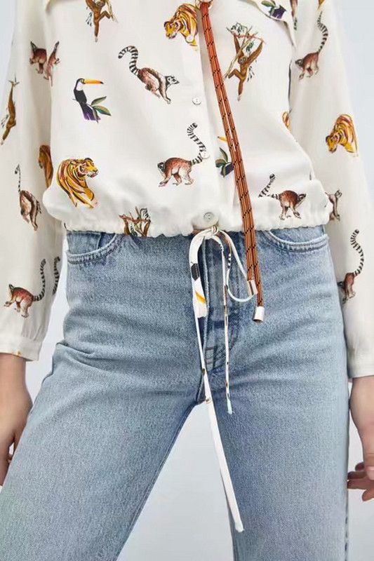Cămașă casual de damă cu mâneci lungi și model animal