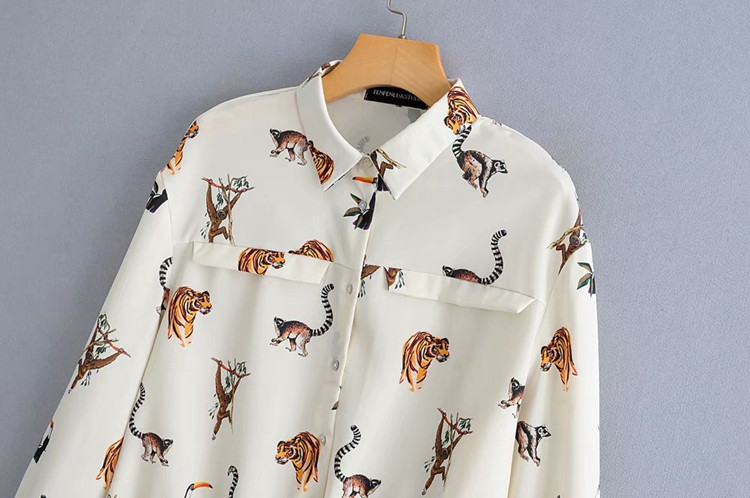 Cămașă casual de damă cu mâneci lungi și model animal