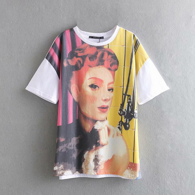 tricou casual dama cu aplicatie si maneci scurte