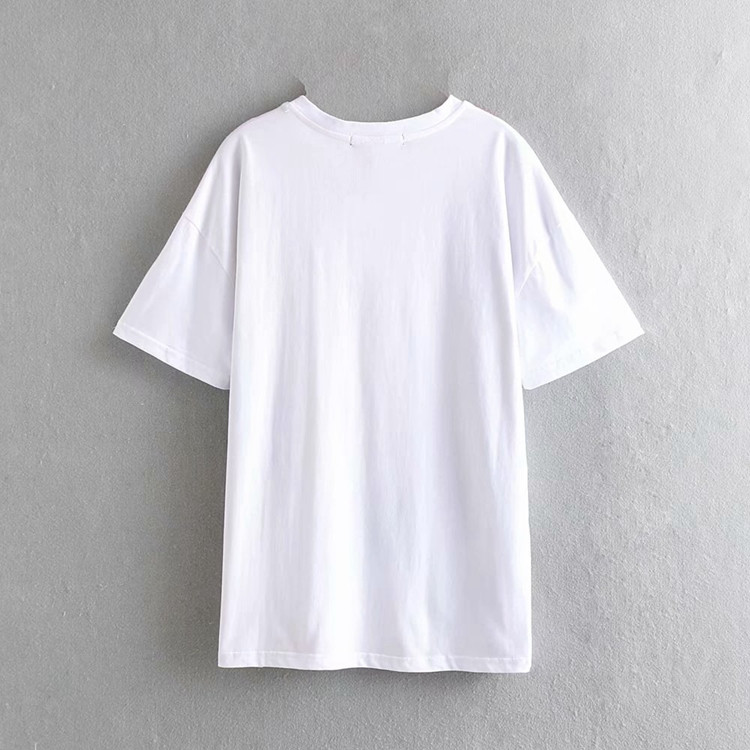 tricou casual dama cu aplicatie si maneci scurte