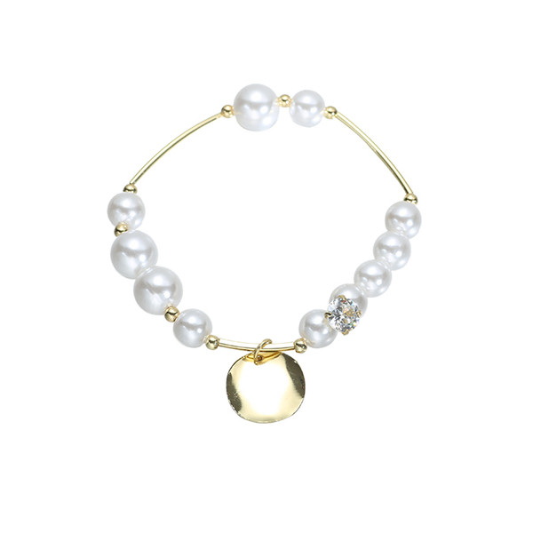 Brățară elegantă de damă-de culoare aurie cu perle