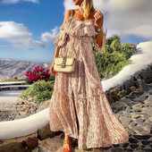 Rochie modernă de damă cu umerii goi și mâneci largi