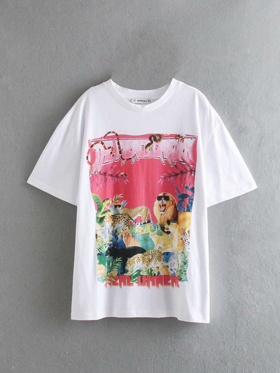 Tricou dama cu decolteu oval alb cu aplicatie