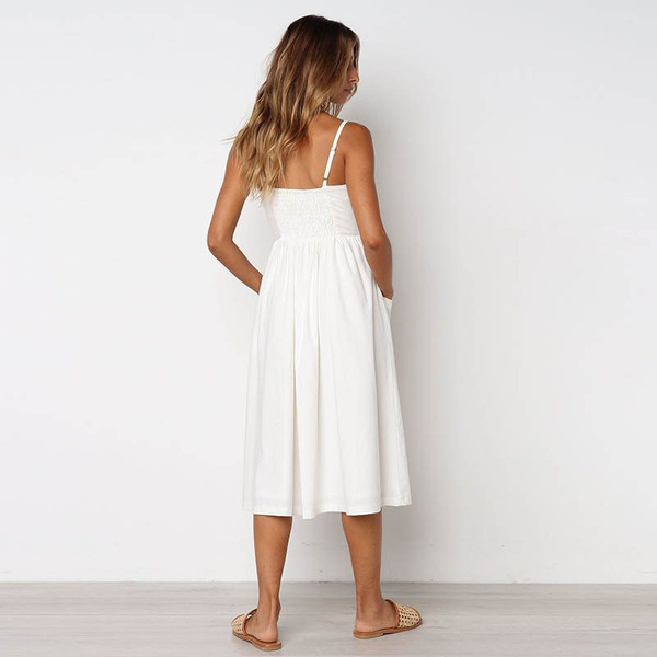 Rochie eleganta de dama cu nasturi si bretele subtiri in diferite culori