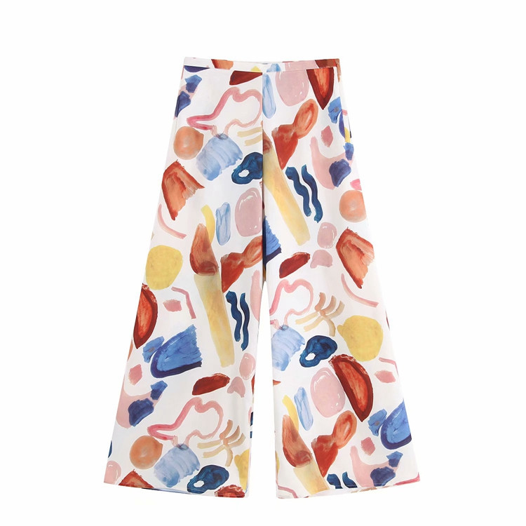 Pantaloni de damă lungi și largi, cu talie și model standard