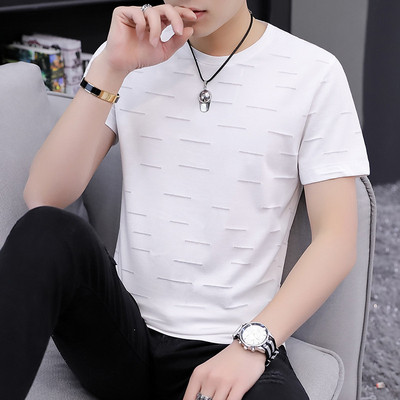 Tricou actual pentru bărbați în cinci culori cu decolteu O