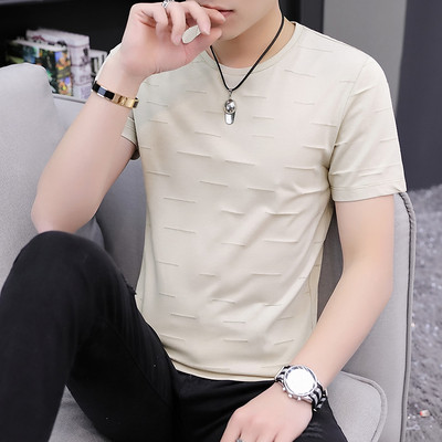 Tricou actual pentru bărbați în cinci culori cu decolteu O